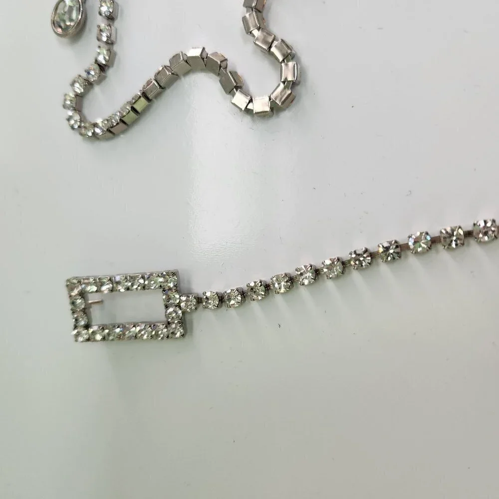 Vintage Rhinestone 80s Adjustable Chain Belt